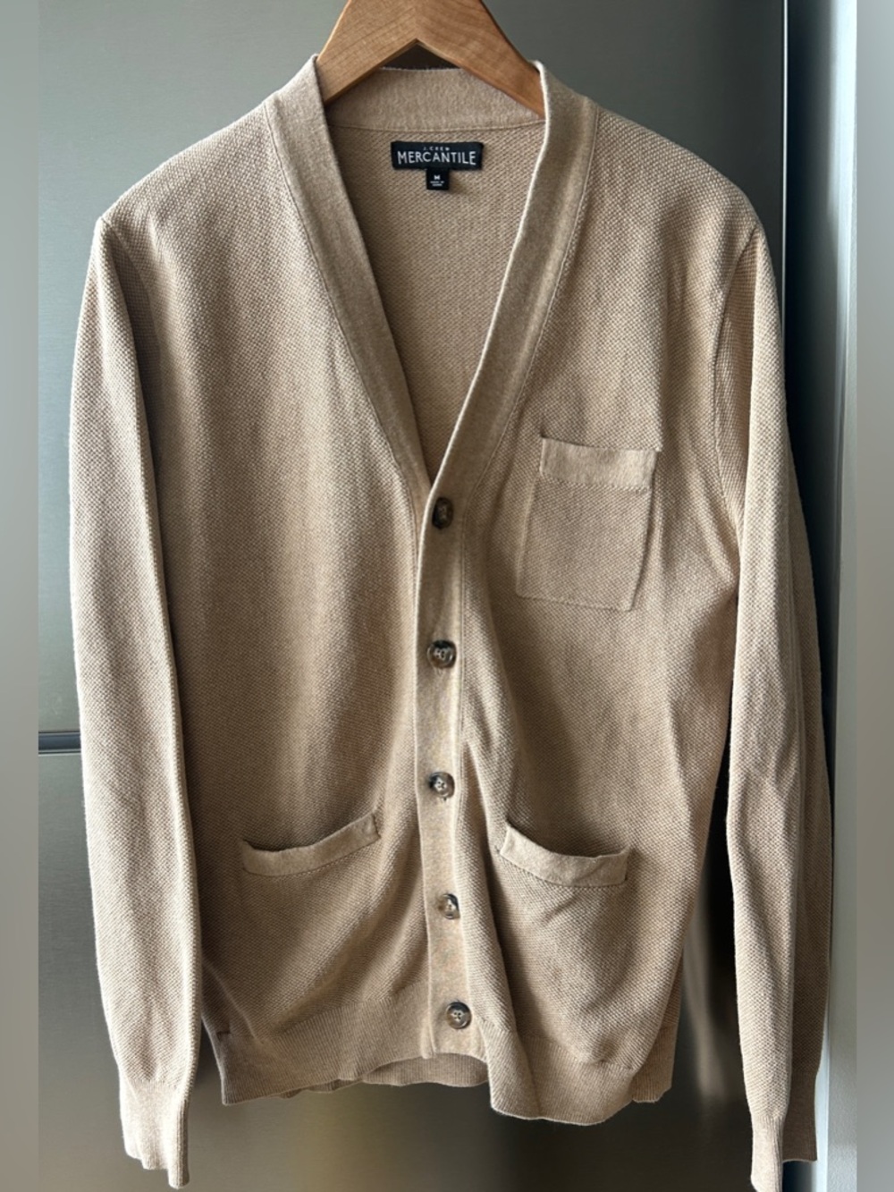 J.Crew Mercantile Tan Cotton Cardigan Sweater Size M